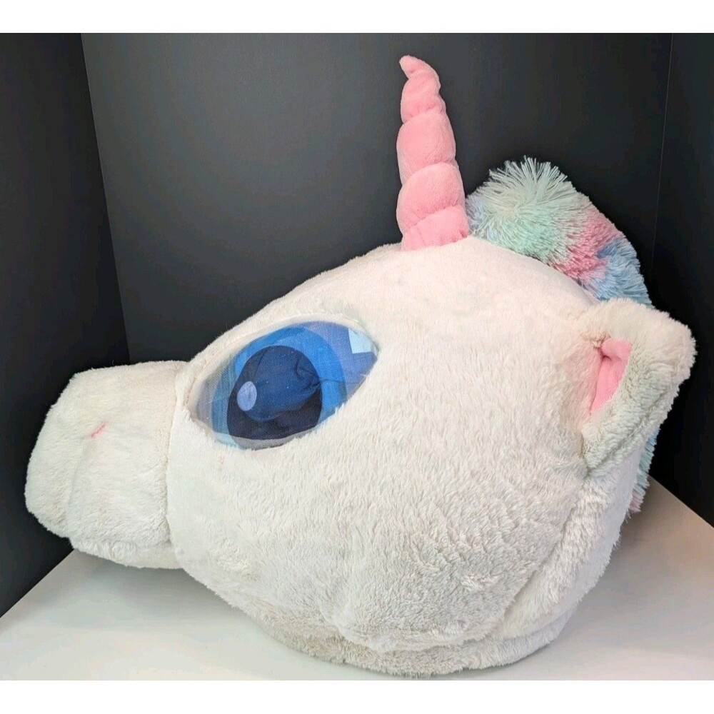 Dan Dee Unicorn Mascot Mask Plush Furry Headpiece One Size Colorful Excellent